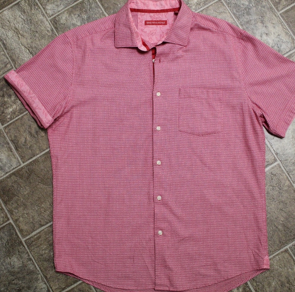 Vintage Saks Fifth Avenue Mens Button-Up Shirt L